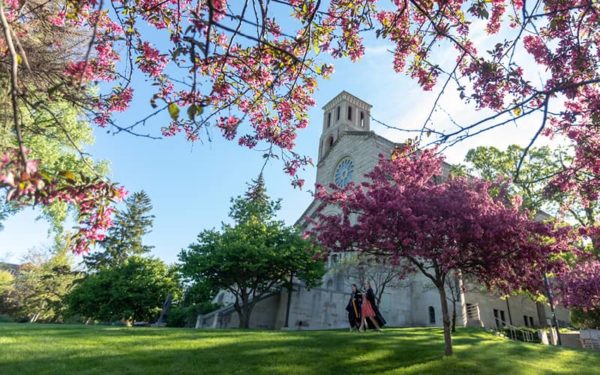 The chapel on the St. Catherine University campus during spring.