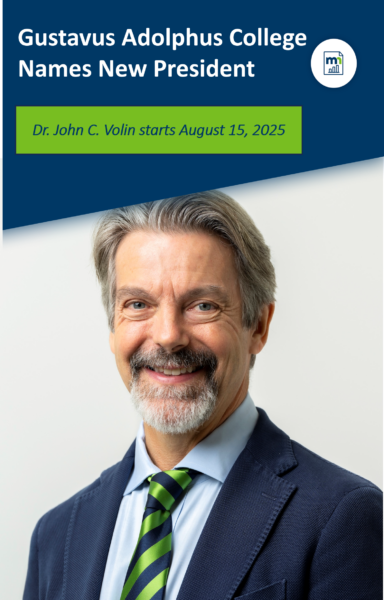 Photo of new Gustavus Adolphus College President